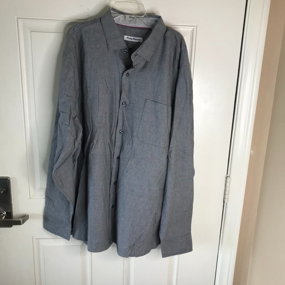 Tommy Bahama Mens Button Up Long Sleeve Shirt Grey